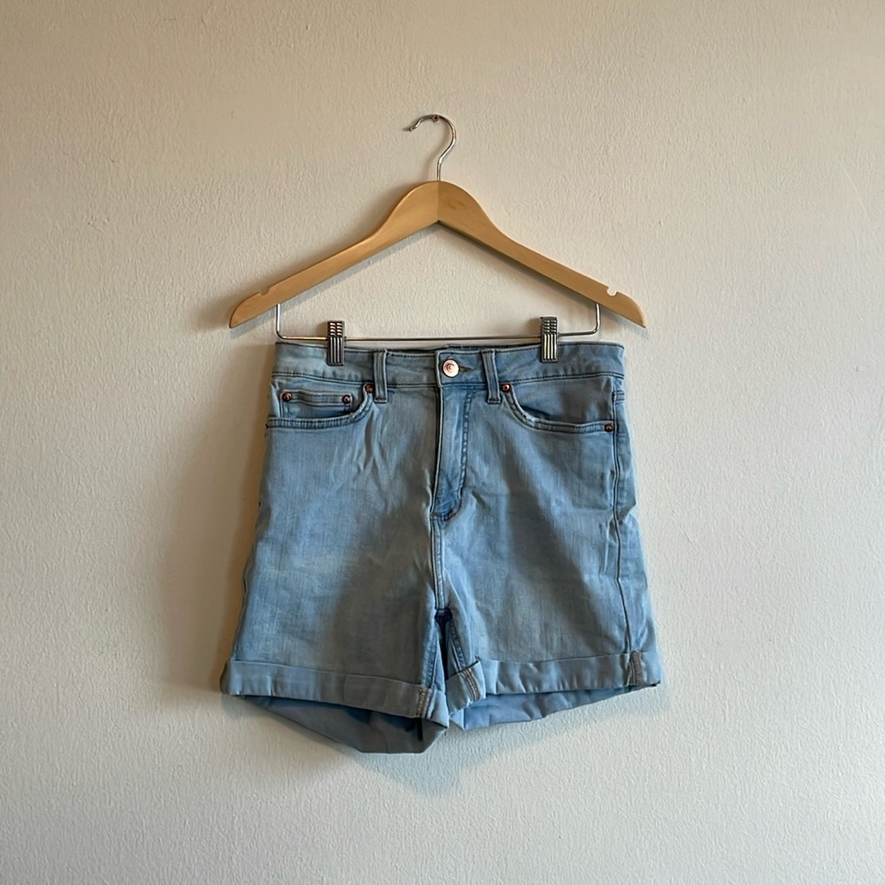 High Waisted Cuffed Jean Shorts